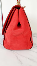 Load image into Gallery viewer, Coach Faye in Red Mixed Leather & Suede Flap Bag Turnlock Tophandle Crossbody Coach F22348
