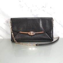 Load image into Gallery viewer, 25240 Coach Madison Textured Leather black clutch chain