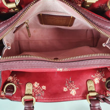 Load image into Gallery viewer, Coach Rogue 25 in Burgundy Signature Embossed Leather with Floral Bow Lining 26839