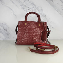 Load image into Gallery viewer, Coach Rogue 25 in Burgundy Signature Embossed Leather with Floral Bow Lining 26839
