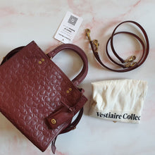 Load image into Gallery viewer, Coach Rogue 25 in Burgundy Signature Embossed Leather with Floral Bow Lining 26839