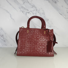 Load image into Gallery viewer, Coach Rogue 25 in Burgundy Signature Embossed Leather with Floral Bow Lining 26839