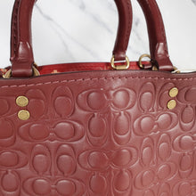 Load image into Gallery viewer, Coach Rogue 25 in Burgundy Signature Embossed Leather with Floral Bow Lining 26839