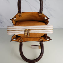 Load image into Gallery viewer, Coach 1941 Rogue 25 in Chalk - Shoulder Bag Handbag in White Pebble Leather Colorblock Oxblood Handles
