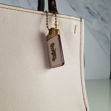 Load image into Gallery viewer, Coach 1941 Rogue 25 in Chalk - Shoulder Bag Handbag in White Pebble Leather Colorblock Oxblood Handles