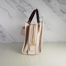 Load image into Gallery viewer, Coach 1941 Rogue 25 in Chalk - Shoulder Bag Handbag in White Pebble Leather Colorblock Oxblood Handles
