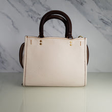 Load image into Gallery viewer, Coach 1941 Rogue 25 in Chalk - Shoulder Bag Handbag in White Pebble Leather Colorblock Oxblood Handles