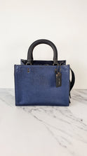 Load image into Gallery viewer, Coach 1941 Rogue 25 in Metallic Dark Blue & Black With Snakeskin Detail Colorblock - Satchel Handbag 38823