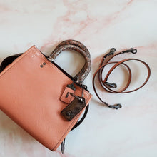 Load image into Gallery viewer, Coach 1941 Rogue 25 in Melon with Snakeskin Handles - Shoulder Bag Handbag in Pebble Leather Pink Salmon Peach 59235