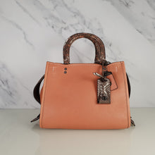 Load image into Gallery viewer, Coach 1941 Rogue 25 in Melon with Snakeskin Handles - Shoulder Bag Handbag in Pebble Leather Pink Salmon Peach 59235