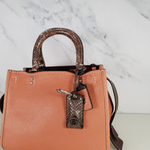 Load image into Gallery viewer, Coach 1941 Rogue 25 in Melon with Snakeskin Handles - Shoulder Bag Handbag in Pebble Leather Pink Salmon Peach 59235