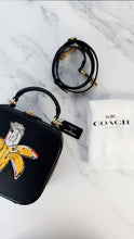 Load image into Gallery viewer, Coach x Jean-Michel Basquiat Square Bag with Banana artwork - Smooth Black Leather Crossbody Bag Handbag Coach 6898