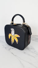 Load image into Gallery viewer, Coach x Jean-Michel Basquiat Square Bag with Banana artwork - Smooth Black Leather Crossbody Bag Handbag Coach 6898
