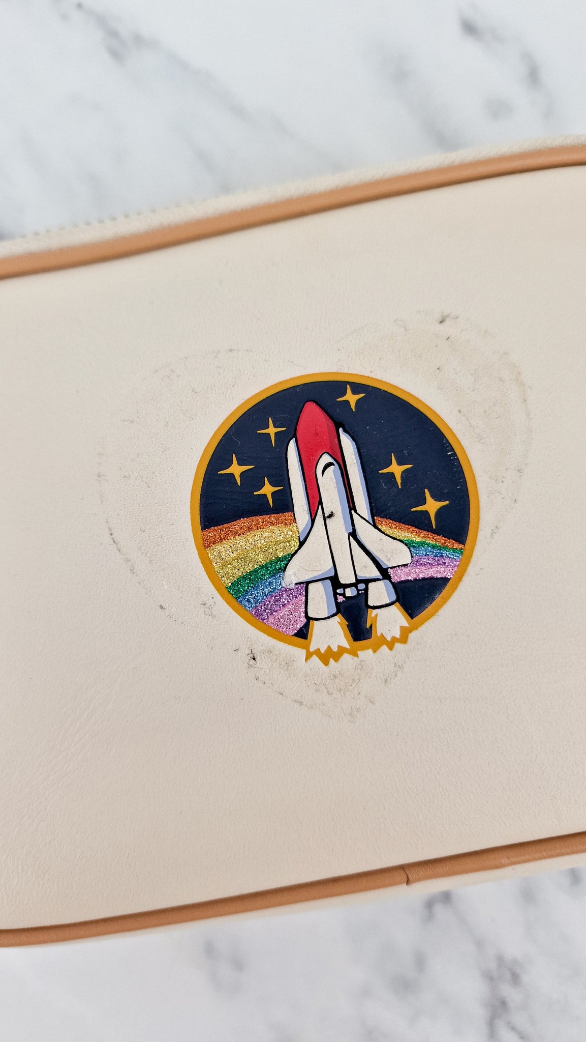 coach backpack nasa Coach Camera Bag with Nasa Space Rocket Patch in Chalk Smooth Leather – Essex Fashion House