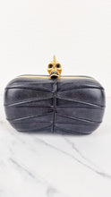 Load image into Gallery viewer, Alexander McQueen Mohawk Skull Box Clutch Black Leather and Swarovski Crystals 000926
