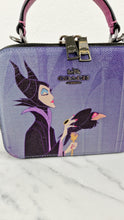 Load image into Gallery viewer, Disney x Coach Box Crossbody With Maleficent Motif Lunchbox Bag Purple Leather Villains - Coach CC376
