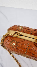 Load image into Gallery viewer, Alexander McQueen Skull Box Clutch Brown Leather Floral Boho Studded With Strap Crossbody
