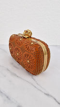 Load image into Gallery viewer, Alexander McQueen Skull Box Clutch Brown Leather Floral Boho Studded With Strap Crossbody

