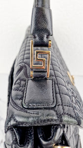 Versace Vanitas Altea Baroque Quilted Leather Black Handbag with Medusa Tassel 