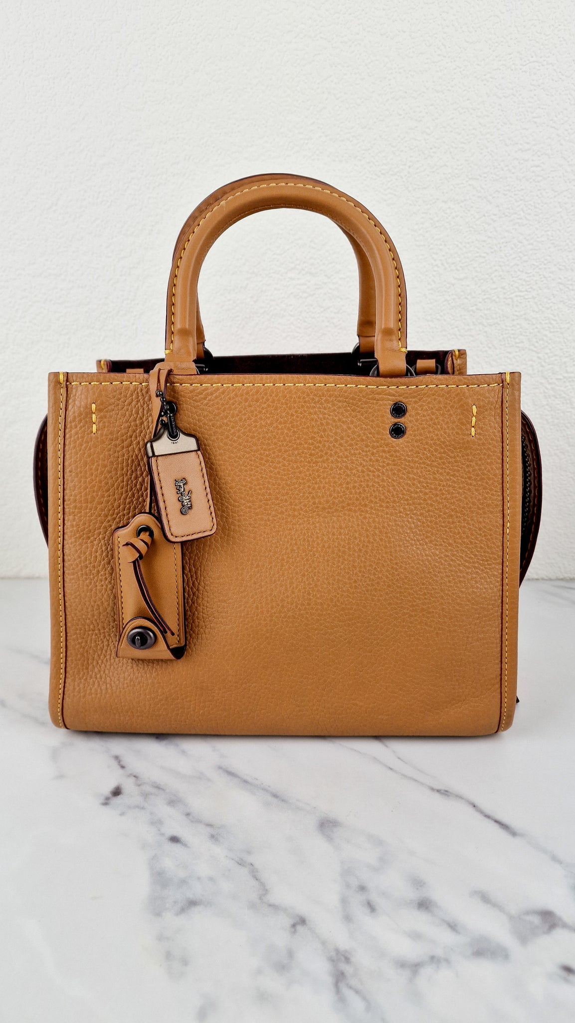 Coach 1941 Rogue 25 Light Saddle Brown Leather Burgundy Suede Handbag Coach 54536