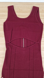 Alexander McQueen McQ Burgundy Knit Bodycon Zip Dress with Back Cutout Dark Red