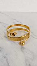 Load image into Gallery viewer, Alexander McQueen Twin Skull Bangle Bracelet Spiral Gold Tone 
