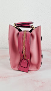 Coach 1941 Rogue 25 Tea Rose Appliqué Colorblock in Bubblegum Pink Leather Handbag - Coach C8510