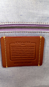 Coach 1941 Rogue 25 Tea Rose Appliqué in Black Leather & Purple Suede Handbag - Coach 21587