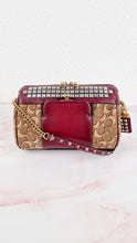 Load image into Gallery viewer, Coach Joni Crossbody in Signature Jacquard &amp; Burgundy Leather with Pyramid Rivets Bag - Coach 48205
