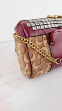 Load image into Gallery viewer, Coach Joni Crossbody in Signature Jacquard &amp; Burgundy Leather with Pyramid Rivets Bag - Coach 48205
