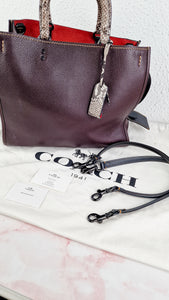 Coach 1941 Rogue 36 MTO in Oxblood & Black with Genuine Snakeskin Handles - Shoulder Bag Handbag - Coach 86747'