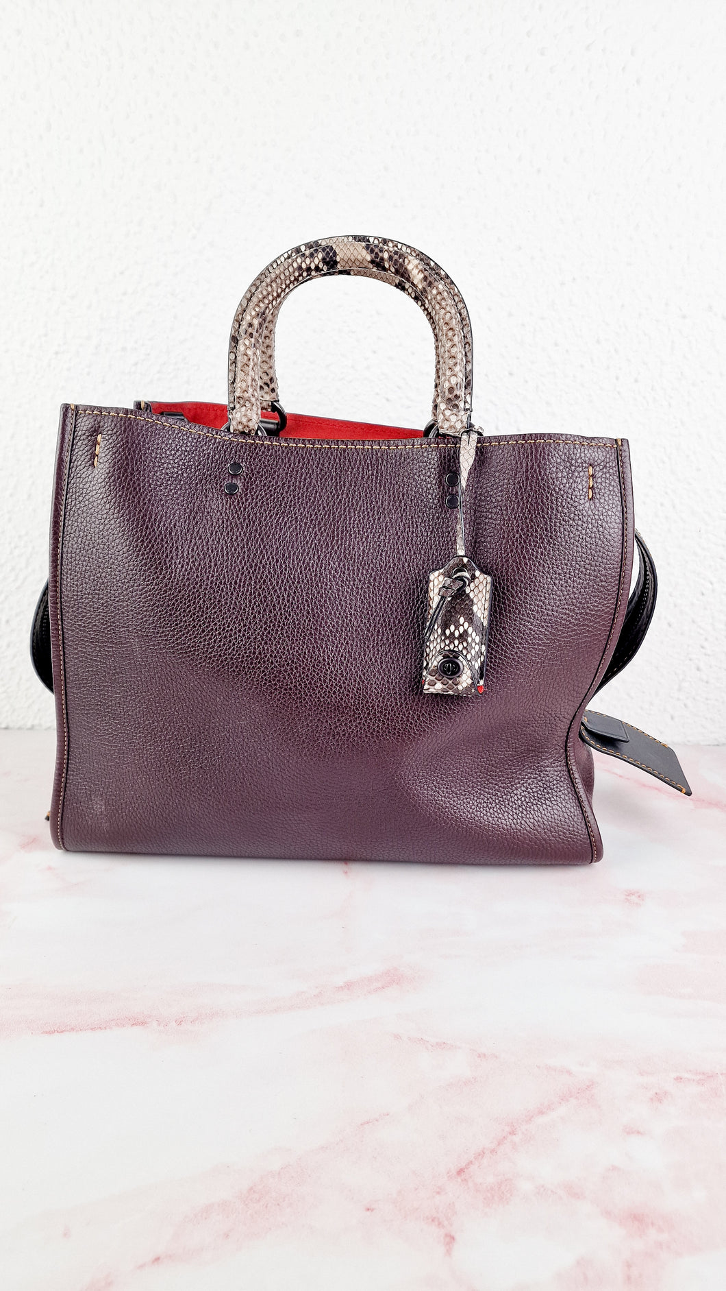 Coach 1941 Rogue 36 MTO in Oxblood & Black with Genuine Snakeskin Handles - Shoulder Bag Handbag - Coach 86747