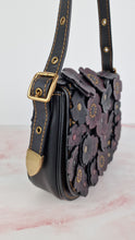 Load image into Gallery viewer, Coach 1941 Saddle 23 Bag in Black &amp; Burgundy Tea Roses Appliqué Crossbody Shoulder Bag - Coach 38195
