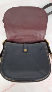 Coach 1941 Saddle 23 Bag in Black & Burgundy Tea Roses Appliqué Crossbody Shoulder Bag - Coach 38195