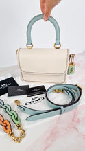 Load image into Gallery viewer, Coach 1941 Rogue Tophandle in Chalk Smooth Leather With Pastel Leather Chain Link Strap Handbag - Coach CA087
