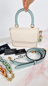 Coach 1941 Rogue Tophandle in Chalk Smooth Leather With Pastel Leather Chain Link Strap Handbag - Coach CA087