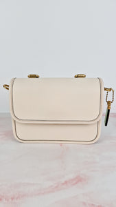 Coach 1941 Rogue Tophandle in Chalk Smooth Leather With Pastel Leather Chain Link Strap Handbag - Coach CA087