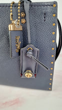 Load image into Gallery viewer, Coach 1941 Rogue 25 in Midnight Navy Blue with Border Rivets and Tea Rose Studs Shoulder Bag Handbag in Pebble Leather - Coach 30456
