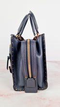 Load image into Gallery viewer, Coach 1941 Rogue 25 in Midnight Navy Blue with Border Rivets and Tea Rose Studs Shoulder Bag Handbag in Pebble Leather - Coach 30456
