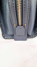 Load image into Gallery viewer, Coach 1941 Rogue 25 in Midnight Navy Blue with Border Rivets and Tea Rose Studs Shoulder Bag Handbag in Pebble Leather - Coach 30456
