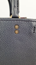 Load image into Gallery viewer, Coach 1941 Rogue 25 in Midnight Navy Blue with Border Rivets and Tea Rose Studs Shoulder Bag Handbag in Pebble Leather - Coach 30456
