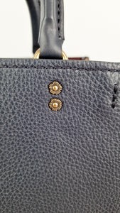 Coach 1941 Rogue 25 in Midnight Navy Blue with Border Rivets and Tea Rose Studs Shoulder Bag Handbag in Pebble Leather - Coach 30456