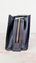 Load image into Gallery viewer, Coach 1941 Rogue 25 in Midnight Navy Blue with Border Rivets and Tea Rose Studs Shoulder Bag Handbag in Pebble Leather - Coach 30456
