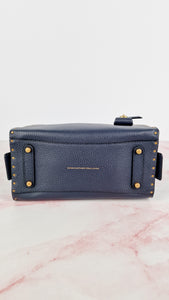 Coach 1941 Rogue 25 in Midnight Navy Blue with Border Rivets and Tea Rose Studs Shoulder Bag Handbag in Pebble Leather - Coach 30456