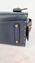 Load image into Gallery viewer, Coach 1941 Rogue 25 in Midnight Navy Blue with Border Rivets and Tea Rose Studs Shoulder Bag Handbag in Pebble Leather - Coach 30456
