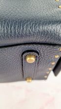 Load image into Gallery viewer, Coach 1941 Rogue 25 in Midnight Navy Blue with Border Rivets and Tea Rose Studs Shoulder Bag Handbag in Pebble Leather - Coach 30456
