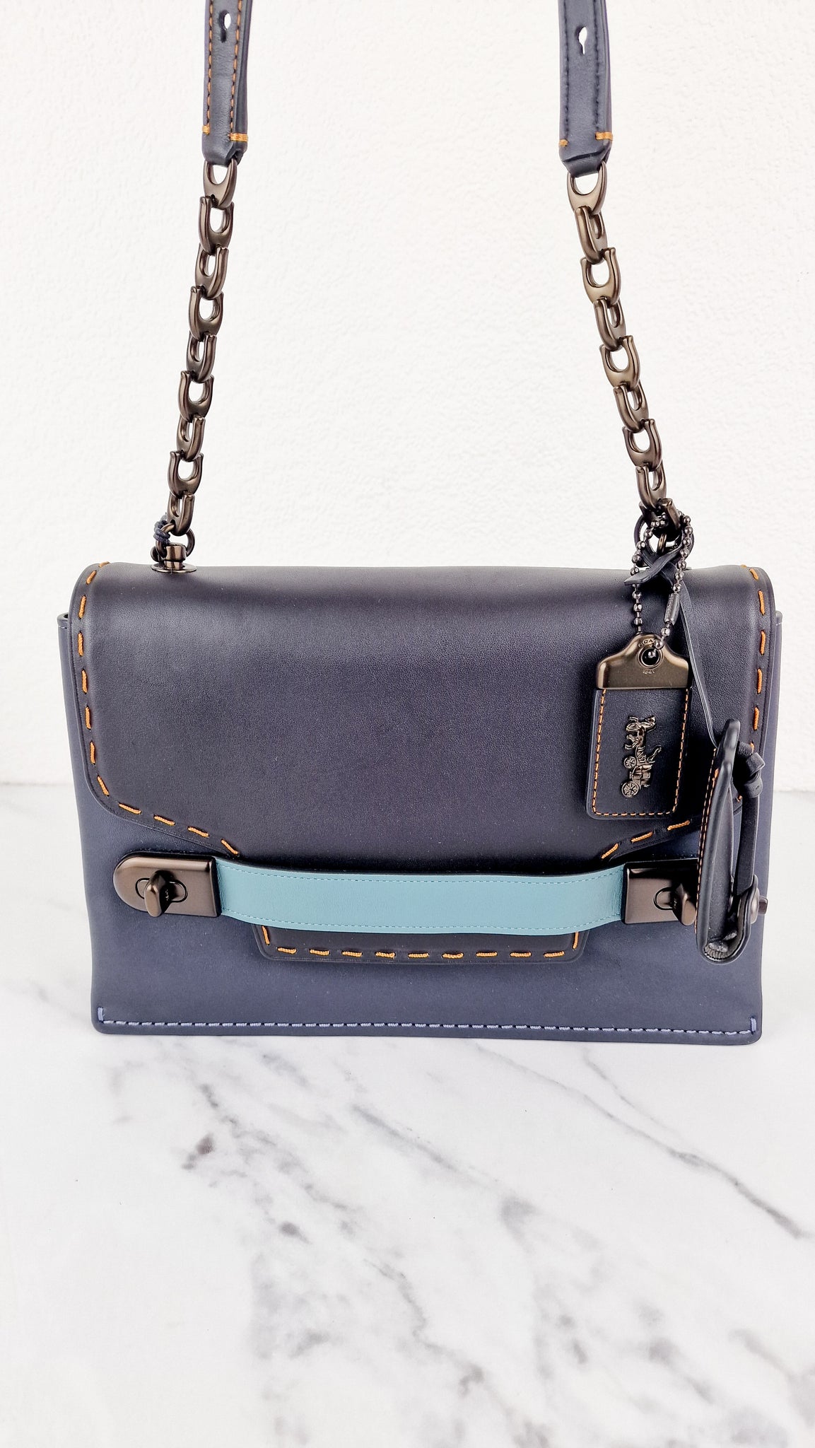 Coach 1941 Swagger Crossbody in Dark Blue Colorblock Smooth