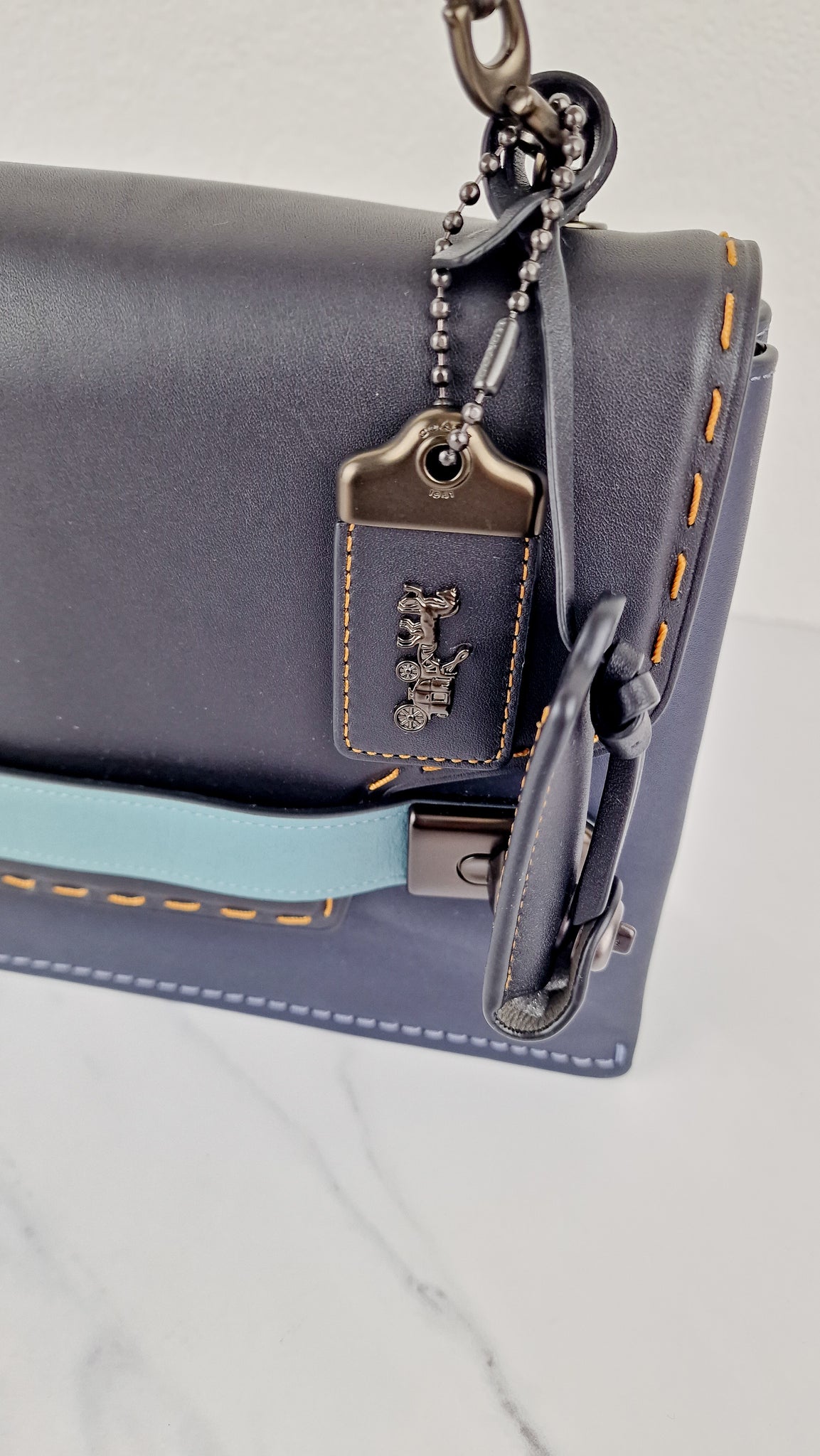 Coach 1941 Swagger Crossbody in Dark Blue Colorblock Smooth