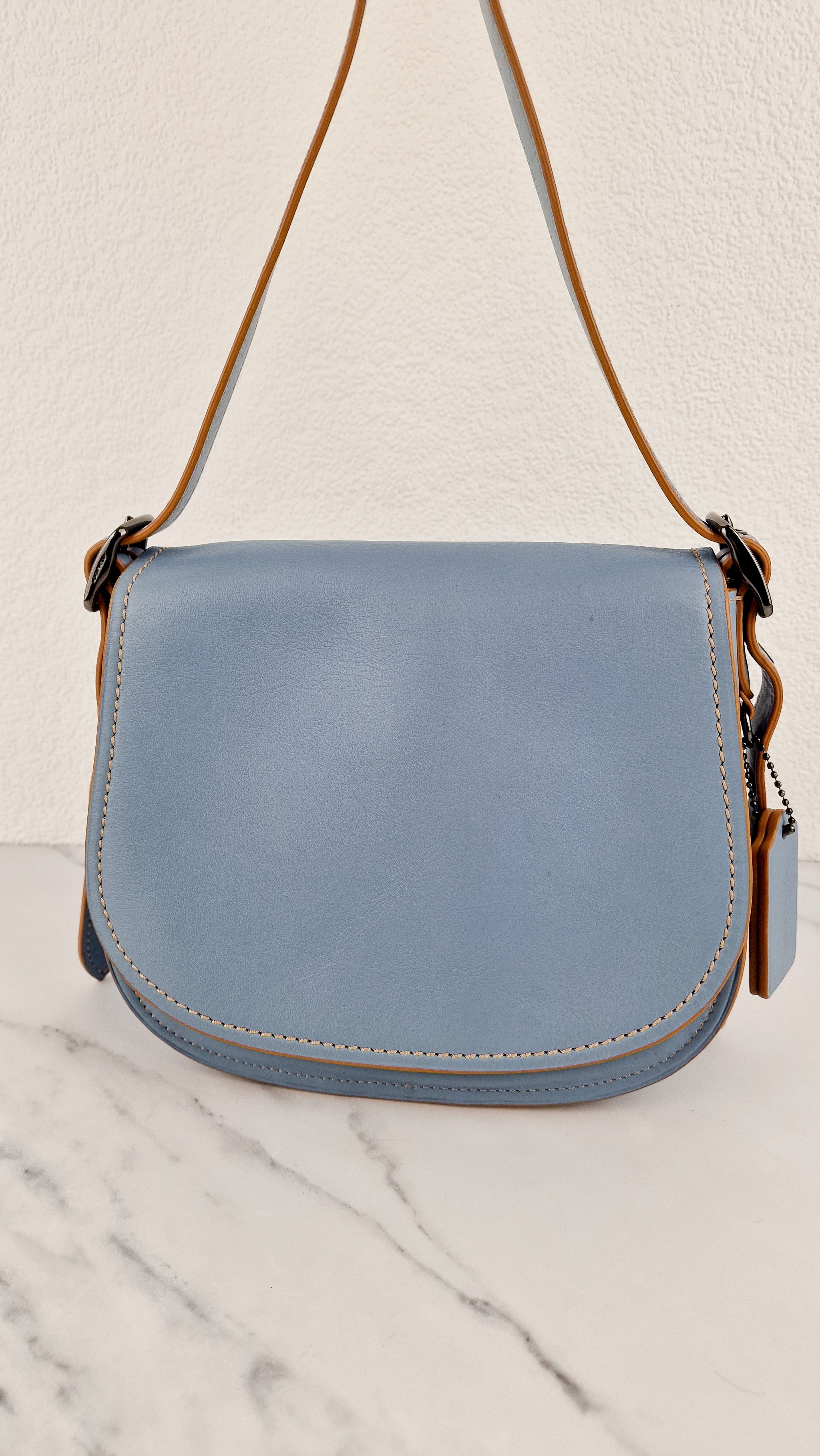 バッグ Coach Fringe Buffel Bag Sky Blue Leather 269-