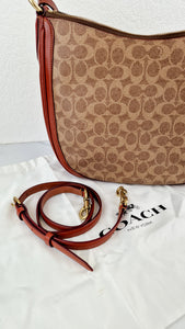 Coach Sutton Hobo Bag in Signature & Saddle Brown Leather - Shoulder Bag - Coach 38580